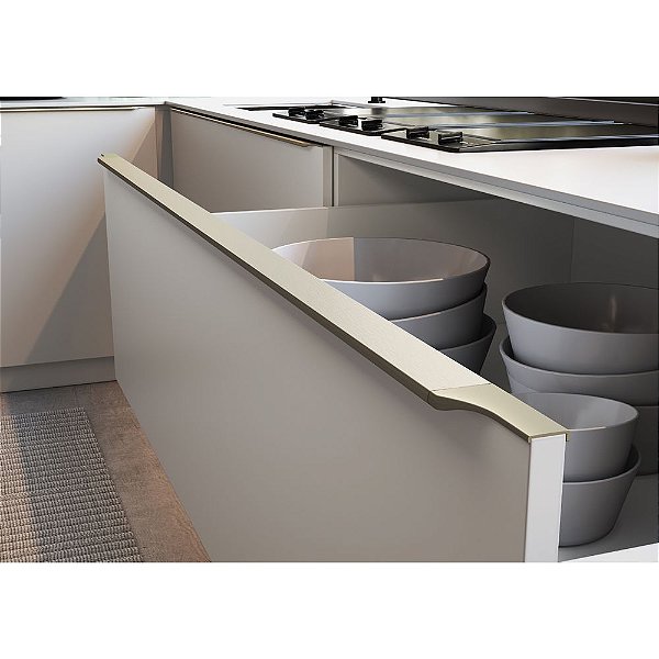 Perfil Puxador Alumínio RM-183 Facetato Ônix 6m Inox Matte Rometal