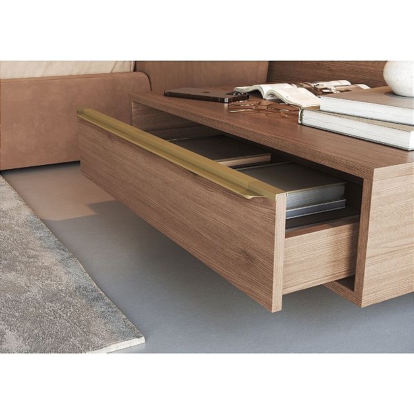 Puxador em Alumínio 18mm 6mt RM-408 Facetado Safira Dourado Fosco Rometal