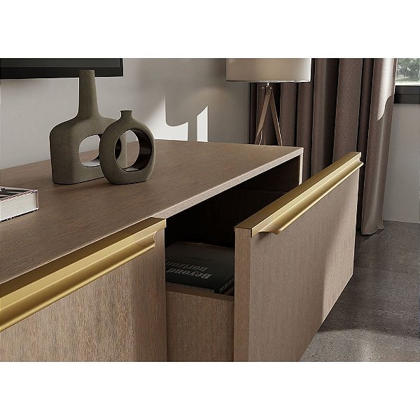 Puxador em Alumínio 20mm 6mt RM-409 Facetado 20mm Safira Dourado Rometal