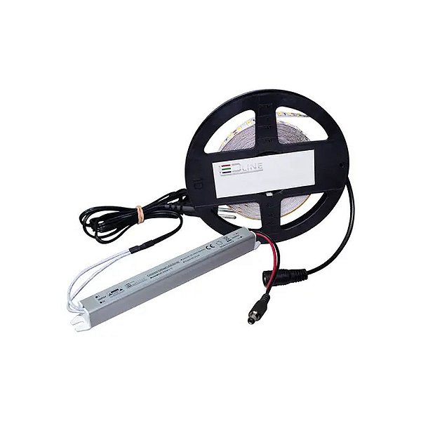 Combo Fita Led 3528 com Silicone 3000K Luz Amarela (Quente) 5m e Conversor 3A 12V Led Line