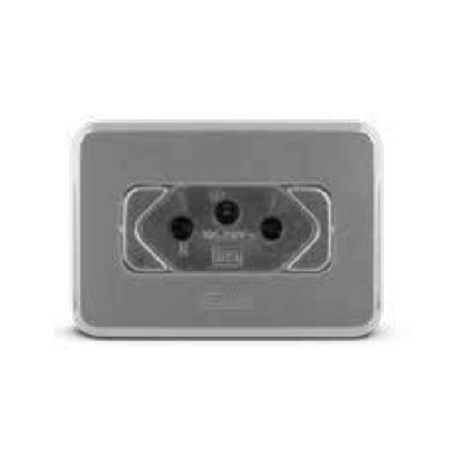 Tomada Simples Cinza de Embutir de 2 Pinos + 1 Terra de 10a E 250v Led Line