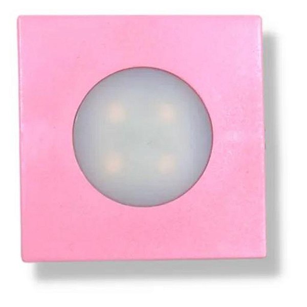 Luminária Point Quadrada 1,5W Bivolt 6000K Rosa Ledline