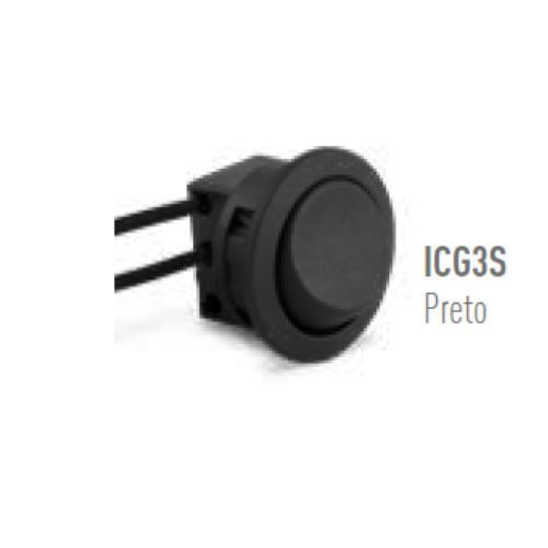 Interruptor Gota Preto Saída Simples com Cabo Lateral ICG3S Ledline