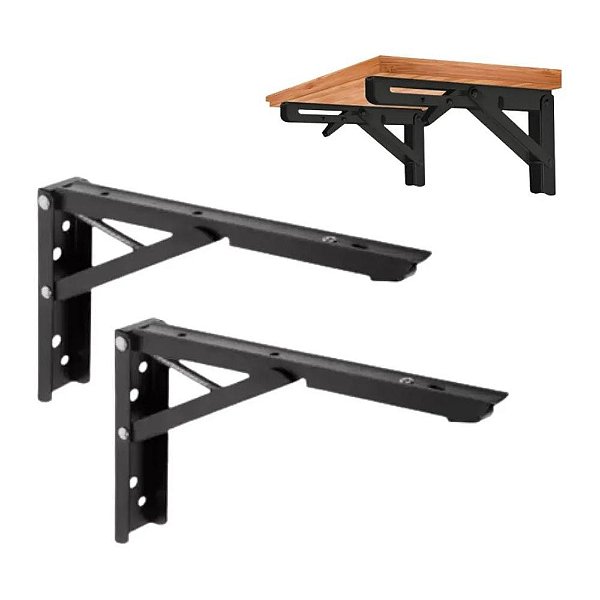 Mão Francesa Dobrável Preta 350mm Renna