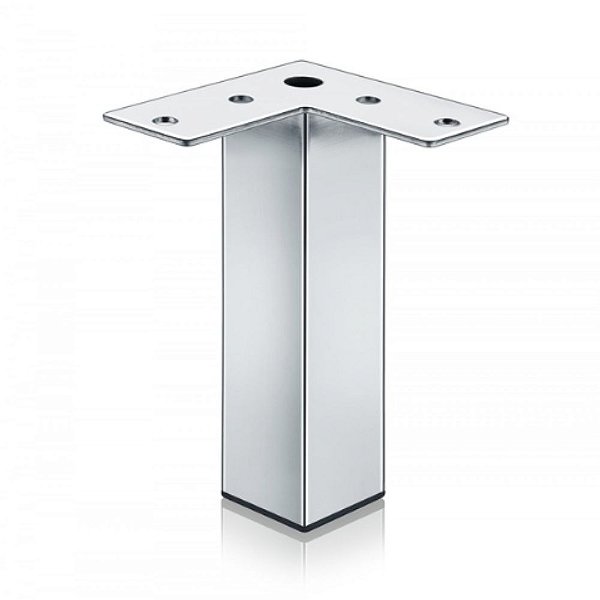 Pé para Móveis Quadrado Cromado Base 90º Sem Regulagem 100mm - Renna