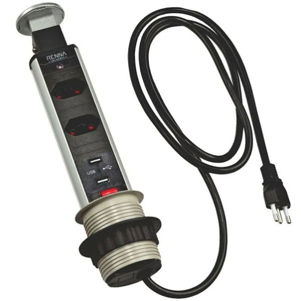 Torre de Tomada com 2 tomadas + 2 USB - Renna