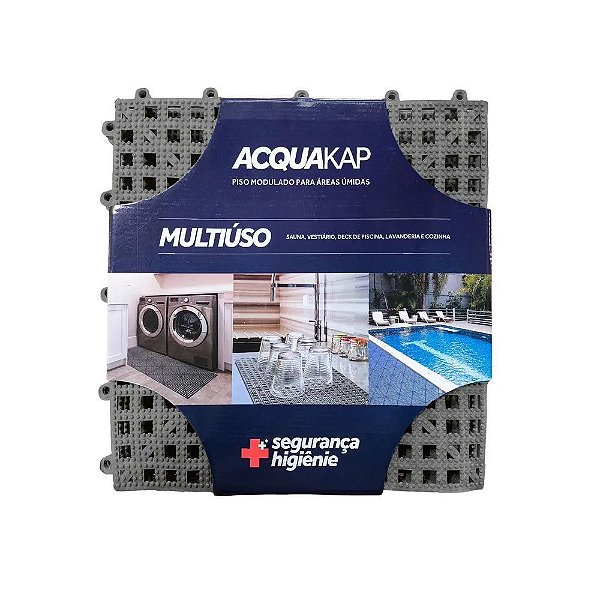 Piso Modular Antiderrapante Acqua Kap Grafite 30cm x 30cm Kit 6 Peças Kapazi