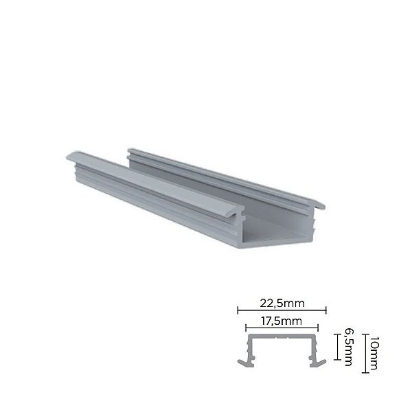 Perfil Alumínio Embutido para Fita LED RM-331 com 6m Natural Rometal