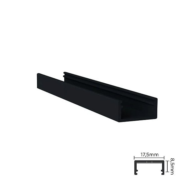 Perfil para Fita de LED RM-329 Sobreposto com 6m Preto Rometal
