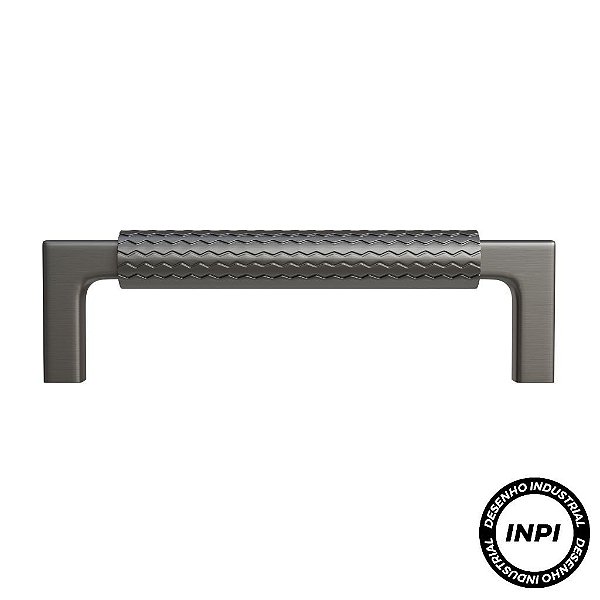 Puxador Zigrinato IL1780 96mm Grafite Escovado Italy Line