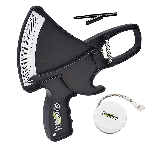 Kit Adipômetro Plicômetro Medidor de Gordura Corporal com trena e caneta- Fitmetria