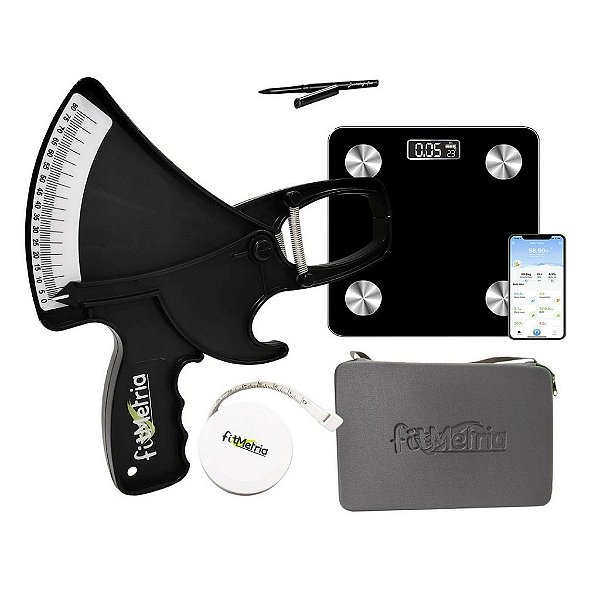 Kit Avaliação Física: Adipômetro, Balança e Estadiômetro Digital 200 cm – Fitmetria