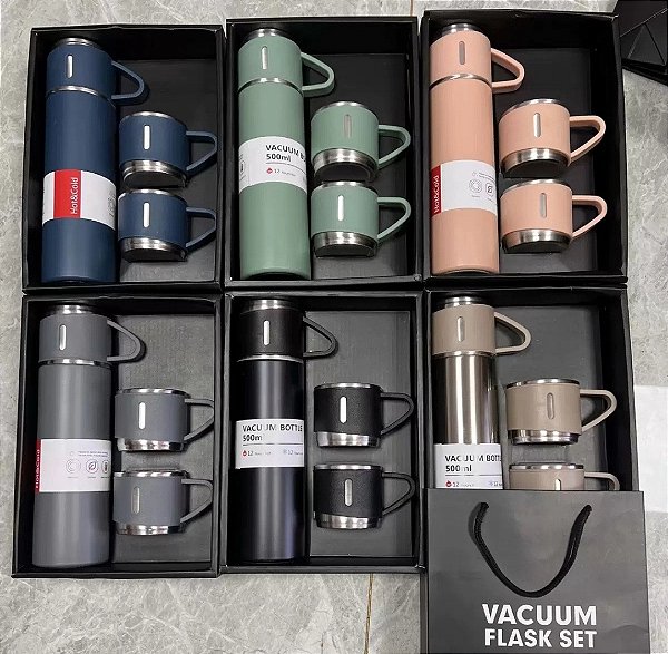 GARRAFA TÉRMICA COM 3 XÍCARAS..