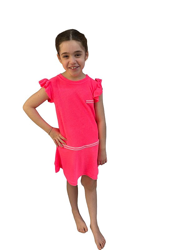 Vestido Atoalhado Pink Neon