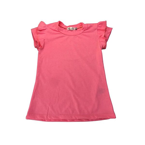 Camiseta Lisa Babado Pink Neon