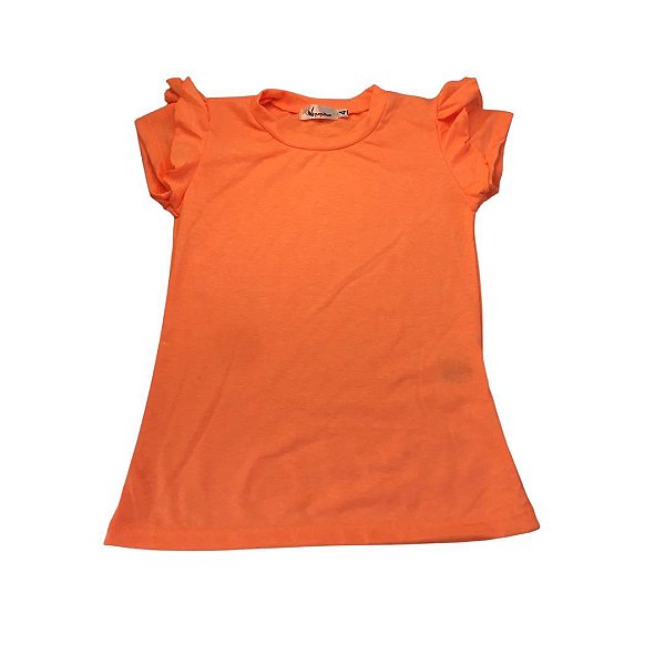 Camiseta Lisa Babado Laranja Neon