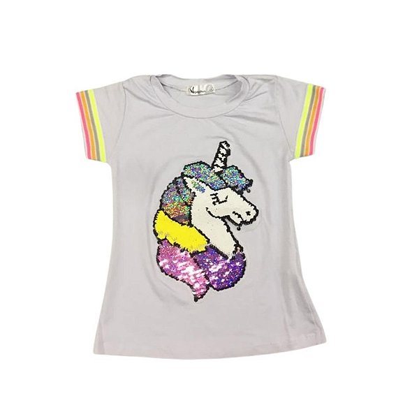 Camiseta Unicornio Paete Vai e Vem Branca
