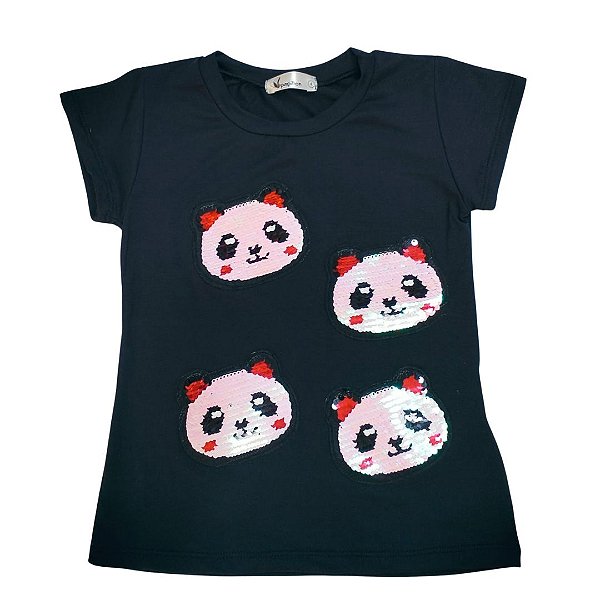 Camiseta Preta Pandinhas