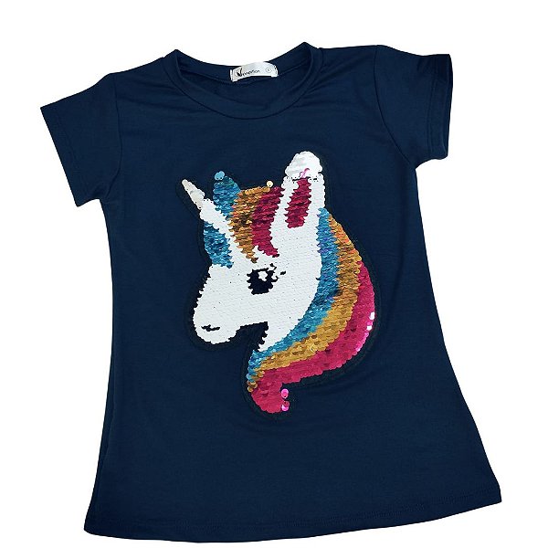 Camiseta Marinho Unicornio Colors