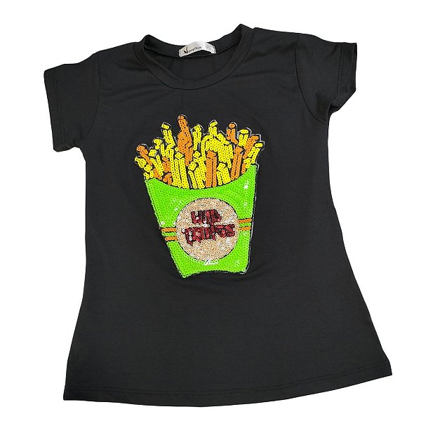 Camiseta Preta Fritas