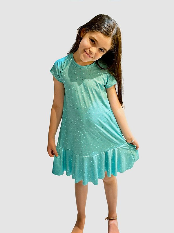 Vestido Geladinho Poá Azul