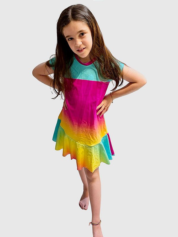 Vestido Geladinho Arco Iris Neon