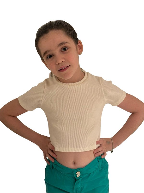 Cropped Canelado Off White