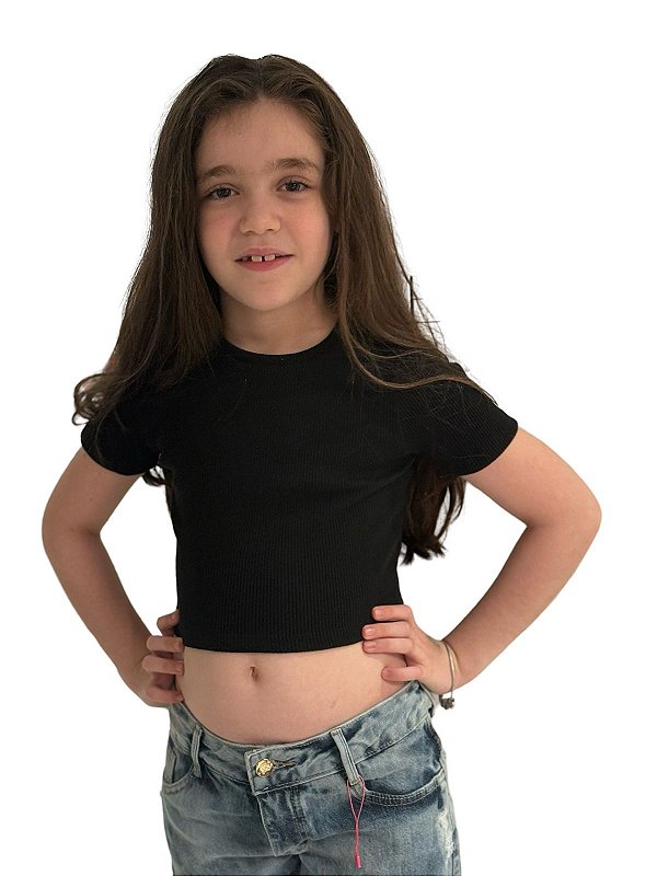 Cropped Canelado Preto