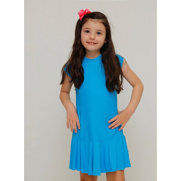 Vestido Geladinho Azul Liso