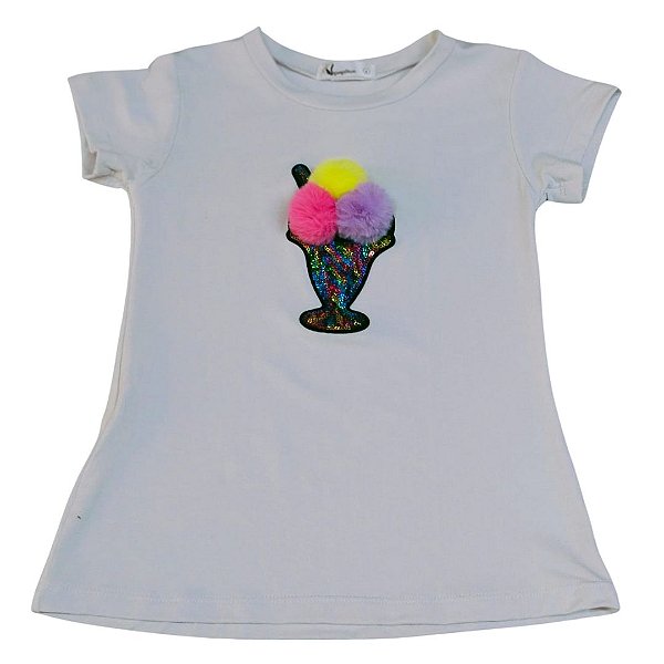 Camiseta Branca  Pompom