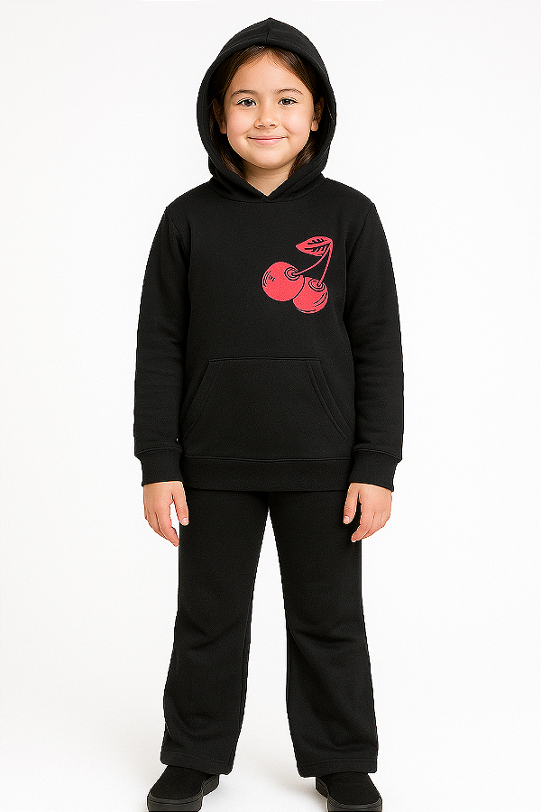 Conjunto Moletom Flanelado Preto Cherry