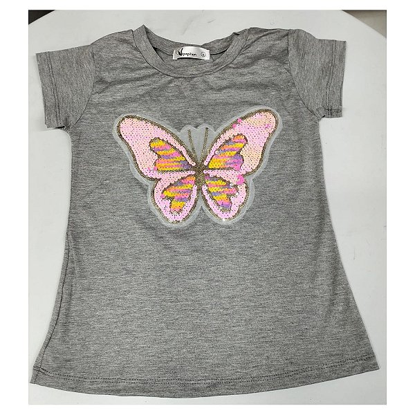 Camiseta Cinza Borboleta