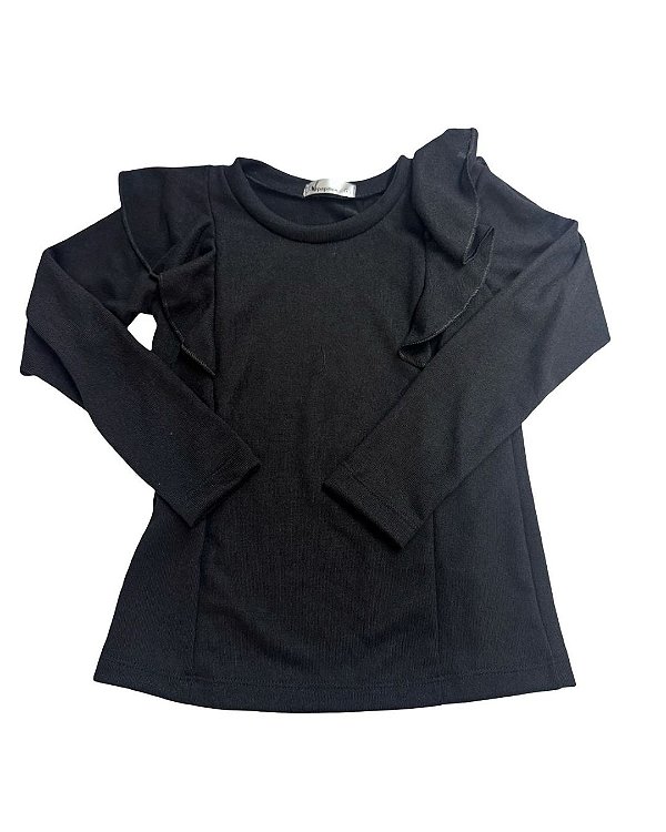 Tricot lazinha babado preto