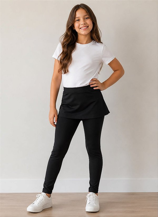 Legging Com Saia Reta Preta