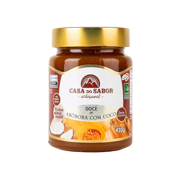 Geleia de Abóbora com Coco, 430g - Casa do Sabor