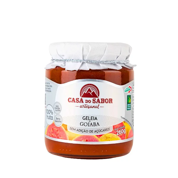 Geleia de Goiaba, Sem Adição de Açúcar, 260g - Casa do Sabor