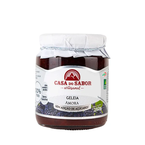 Geleia de Amora, Sem Adição de Açúcar, 260g - Casa do Sabor