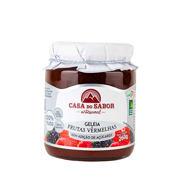 Geleia de Frutas Vermelhas, Sem Adição de Açúcar, 260g - Casa do Sabor