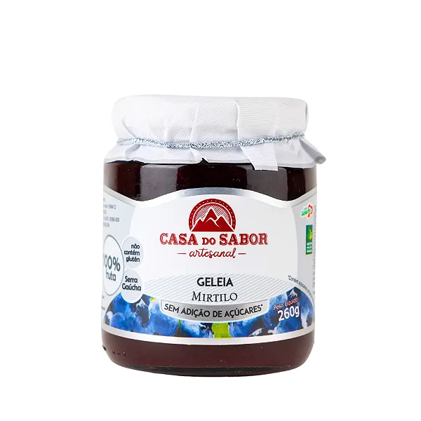 Geleia de Mirtilo, Sem Adição de Açúcar, 260g - Casa do Sabor