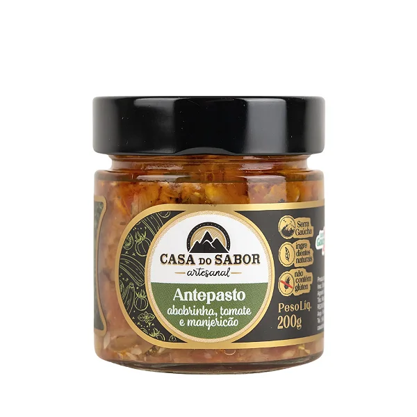 Antepasto de Abobrinha, tomate e manjericão, 200g - Casa do Sabor