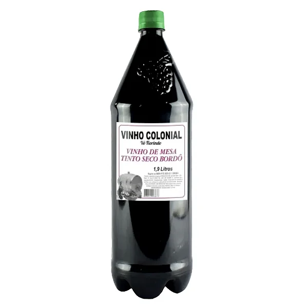 Vinho Colonial Tinto Bordô Seco, 1,9L - Vô Fiorindo