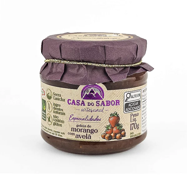 Geleia de Morango com Avelã, 170g - Casa do Sabor