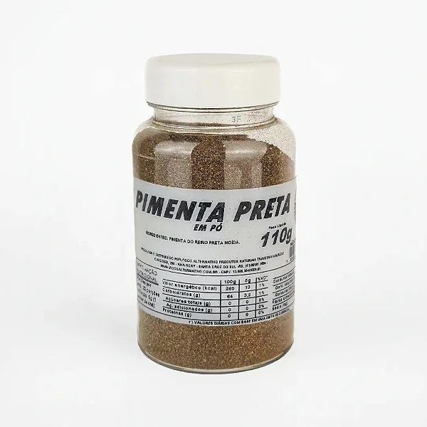 Pimenta Preta em Pó Pote, 110g - Foco Alternativo