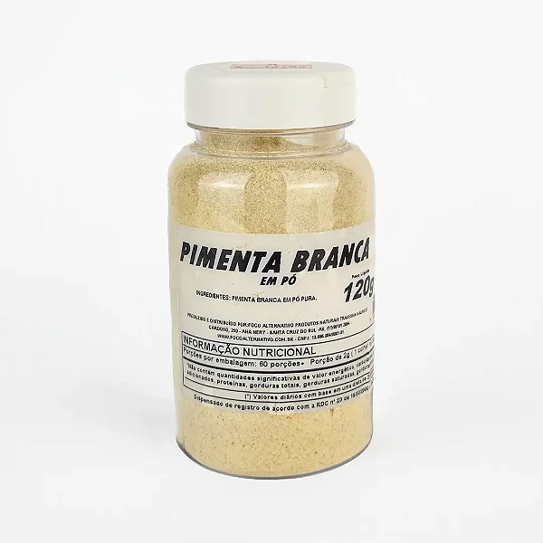 Pimenta Branca em Pó Pote, 120g - Foco Alternativo