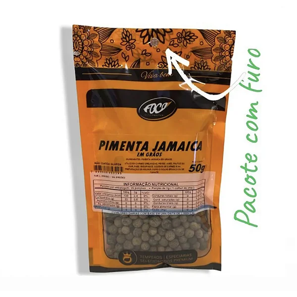 Pimenta Jamaica em Grãos Pacote, 50g - Foco Alternativo