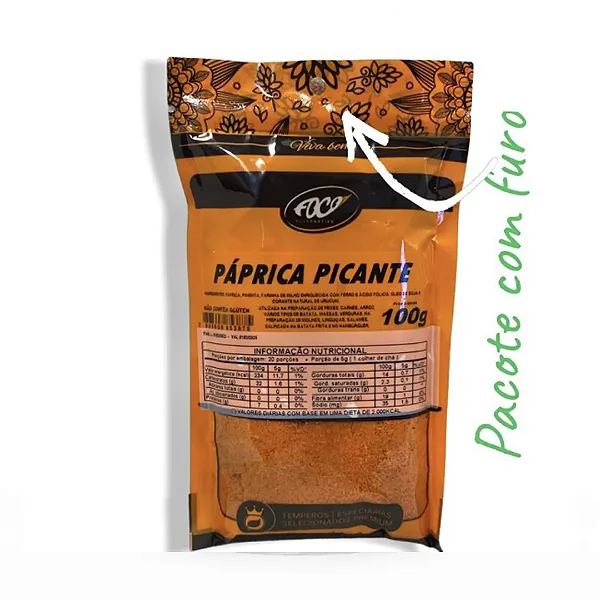 Páprica Picante Pacote, 100g - Foco Alternativo