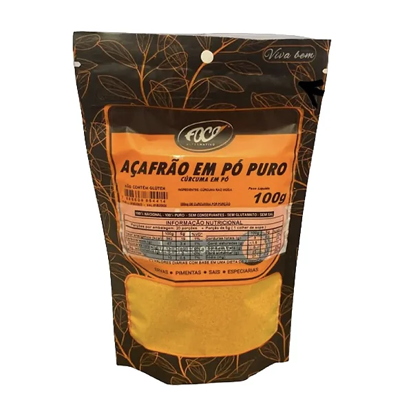 Açafrão em Pó Puro Pacote, 100g - Foco Alternativo