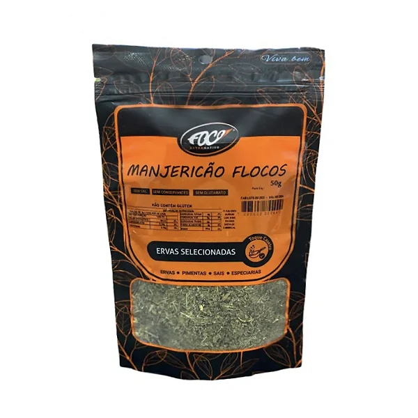 Manjericão Flocos Pacote, 50g - Foco Alternativo