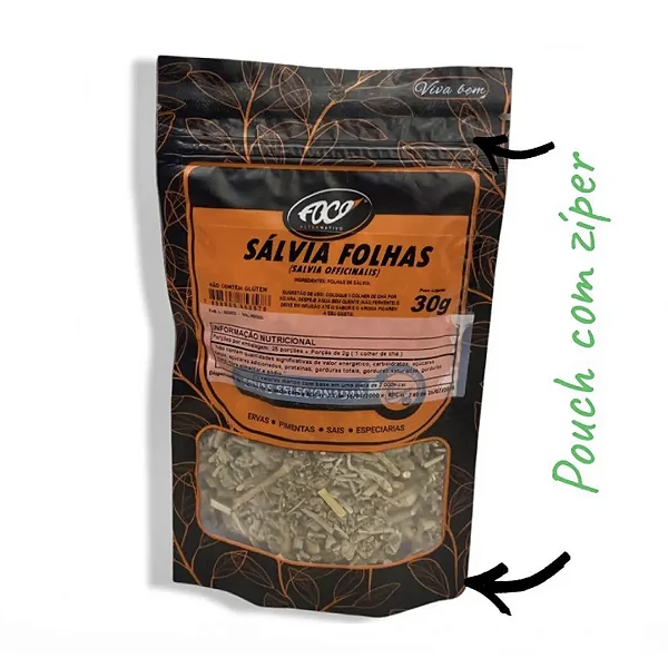 Salvia Folhas Pacote, 30g - Foco Alternativo