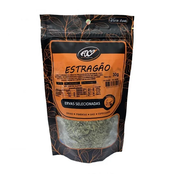 Estragão Folhas Pacote, 10g - Foco Alternativo